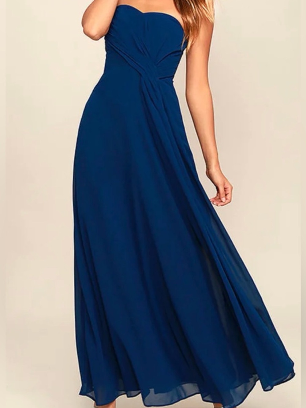Lulu's Romantic Ballad Navy Blue Strapless Maxi Dress New With Tags